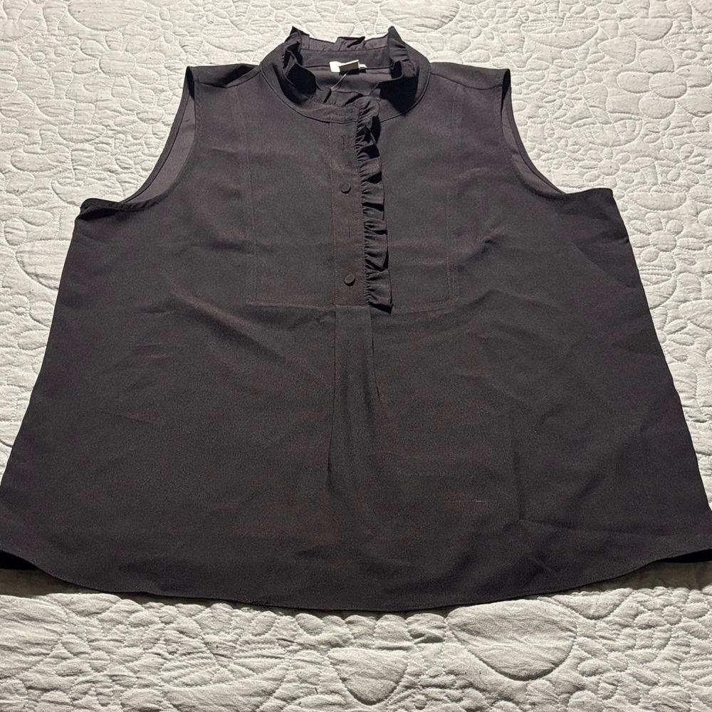 J. Crew Black Sleeveless Blouse with Button Accents